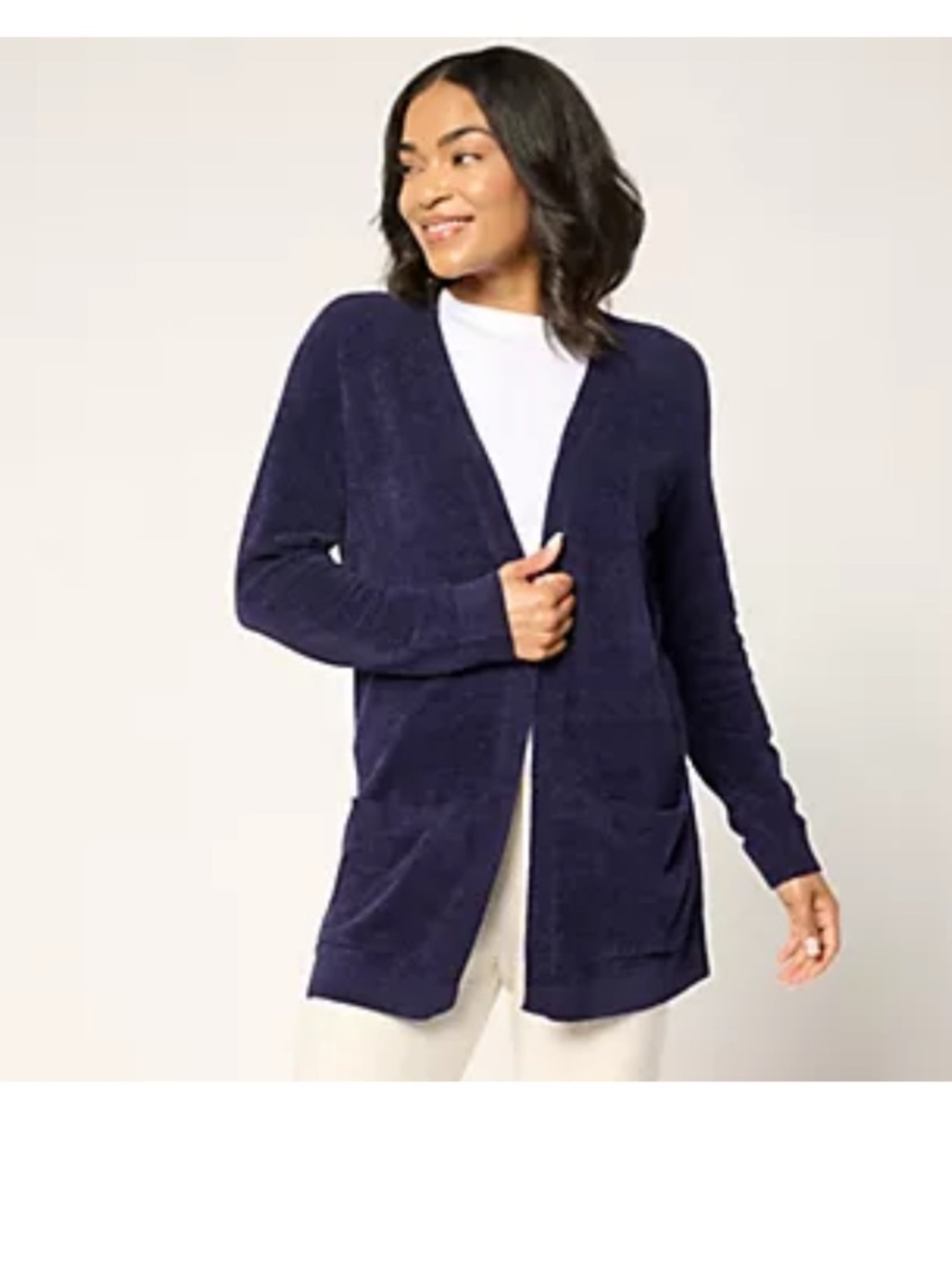 Barefoot Dreams Bamboo Essential Long Cardigan Navy Super Soft Coastal Lagenlook - Picture 2 of 8